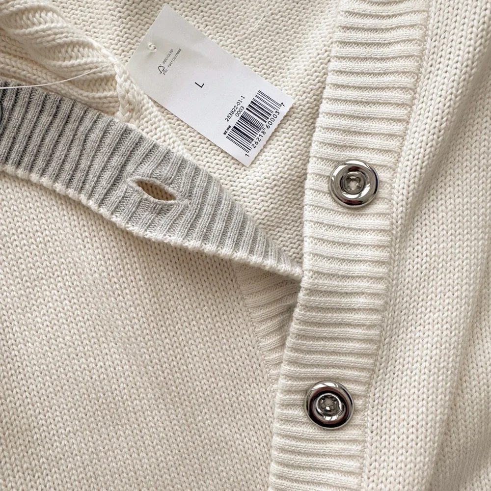 NWT Banana Republic Cream Button-Up Sweater 100% Cotton - Picture 4 of 5